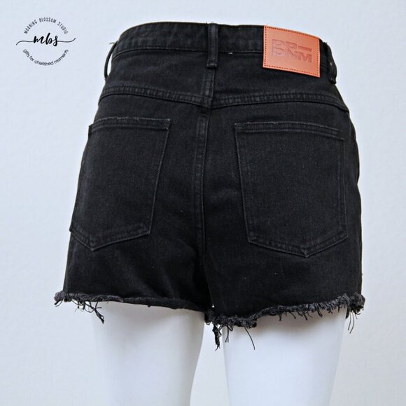Princess Polly Distressed Denim High Waist Shorts Black Women 4 - Picture 7 of 9